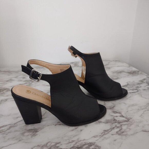 Chase & Chloe‎ Willy -5 Women"s Slingback Buckled Open Toe Heel Chunky Ankle 7.5 - Picture 3 of 11